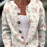 Rosa Rosblommor Tryckad Cardigan