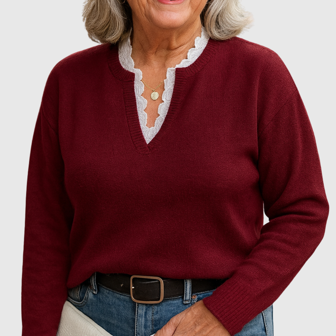 Caroline | Elegant Topp med Spetsdetaljer