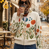 Maja | Zip Cardigan med Vilde Blomster
