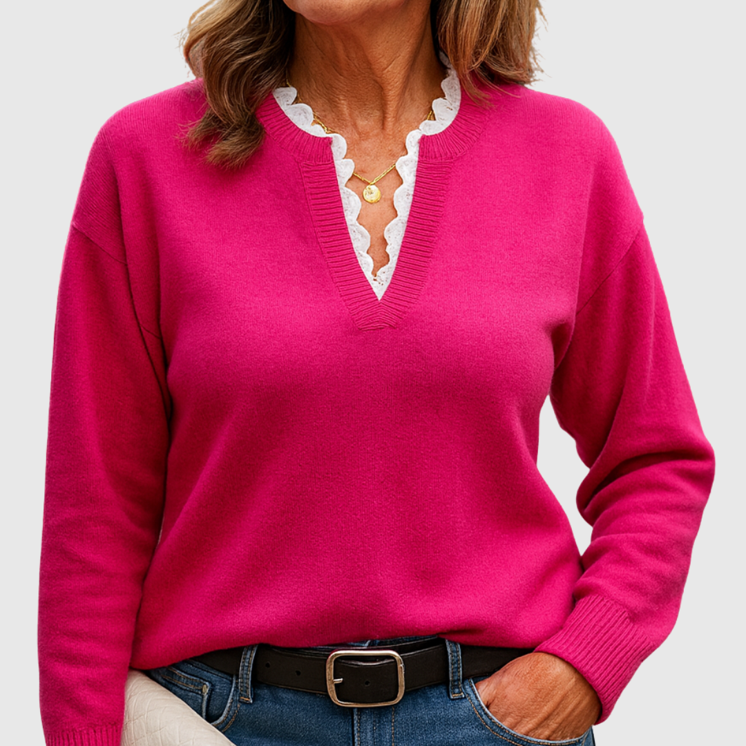 Caroline | Elegant Topp med Spetsdetaljer
