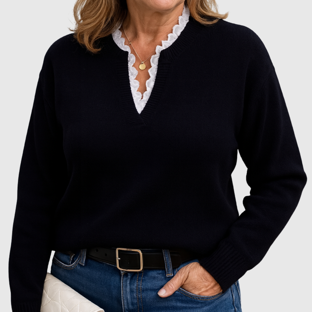 Caroline | Elegant Topp med Spetsdetaljer