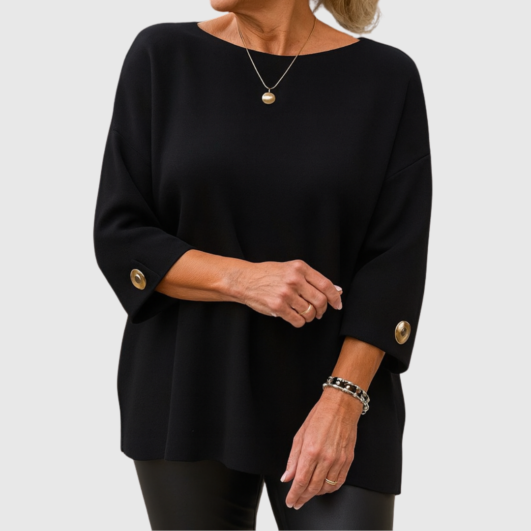 Sylvie | Chic Stickad Tröja med Knappar