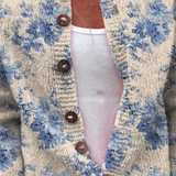 Blomster Konst Tryck Knap Cardigan