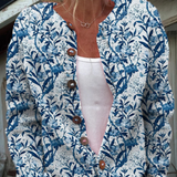 Blomsterprintad Knapp Cardigan