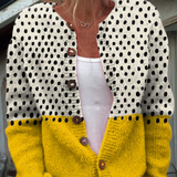Gul Prickig Polka Tryckt Cardigan