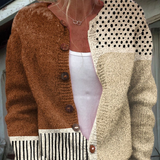 Minimalistisk Abstrakt Prickig Print Knappad Cardigan