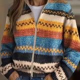 Yvonne | Zip Cardigan med Zickzackränder