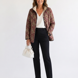 Mathilde | Quiltad Jacka med Plommon Damask