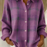 Rebecca | Avslappnad Passform Rutig Cardigan