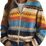 Yvonne | Zip Cardigan med Zickzackränder