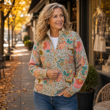 Ulla | Zip Cardigan med Vintage Blomsterträdgård