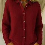 Katrina | Texturerad Stickad Knap Cardigan