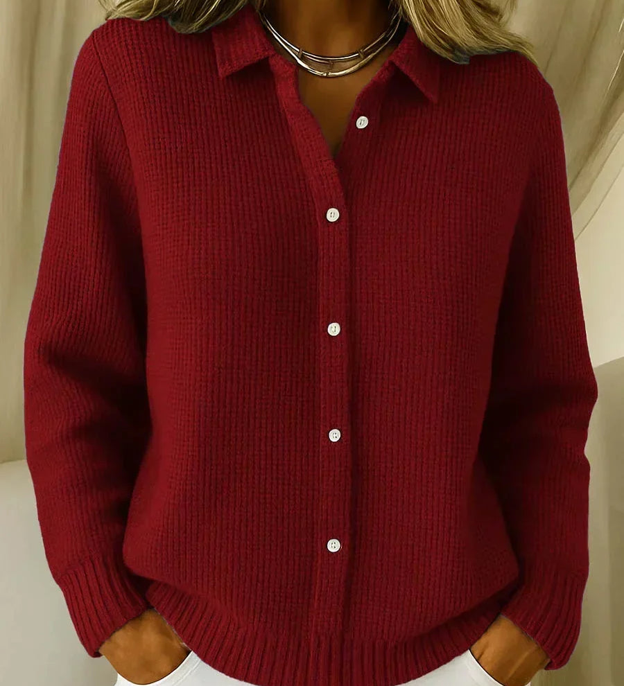 Katrina | Texturerad Stickad Knap Cardigan