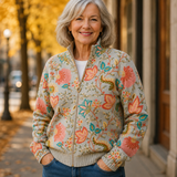 Ulla | Zip Cardigan med Vintage Blomsterträdgård