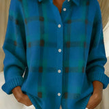 Kelsey | Borstad Stickad Rutigt Cardigan