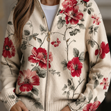 Ruth | Zip Cardigan med Vintage Rosor