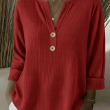 Lucia | Henley T-shirt med Prägling och Knappar