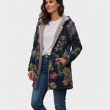 Aurora | Marinblå Trädgårdsblommor Plush Kappa