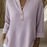 Lucia | Henley T-shirt med Prägling och Knappar