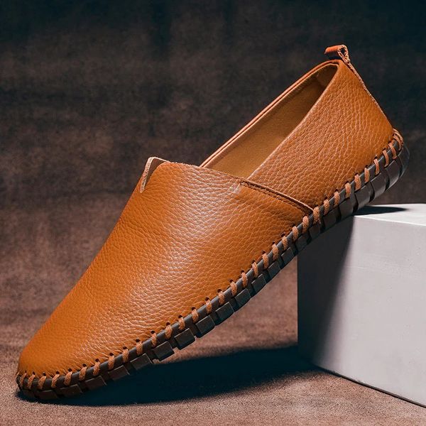 Handsydda Läder Loafers
