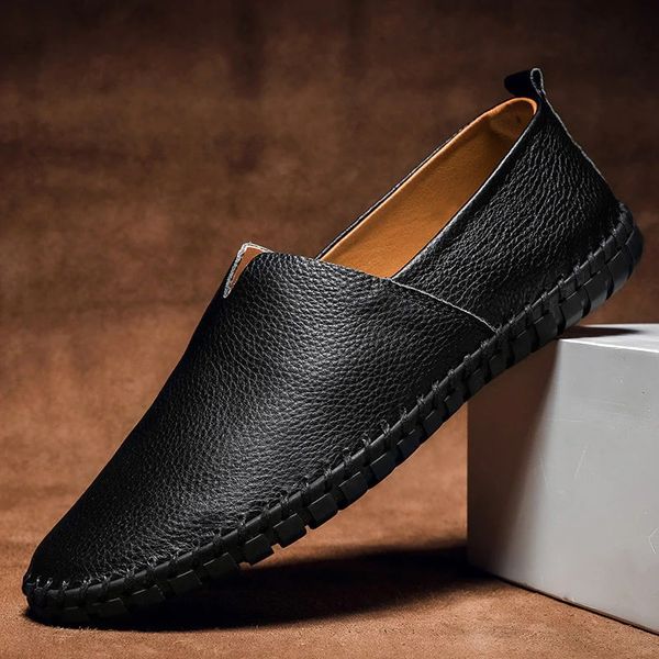 Handsydda Läder Loafers