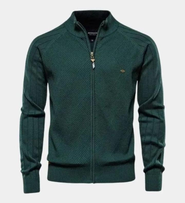 Jacquard™ | Stickad cardigan med Dragkedja