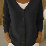 Leonora | Cardigan Med Kviltad Textur och Knappar