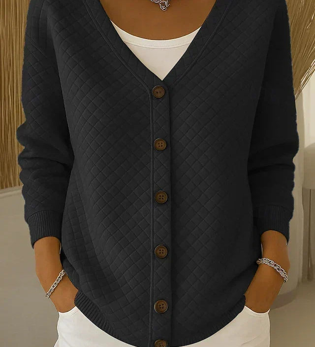 Leonora | Cardigan Med Kviltad Textur och Knappar