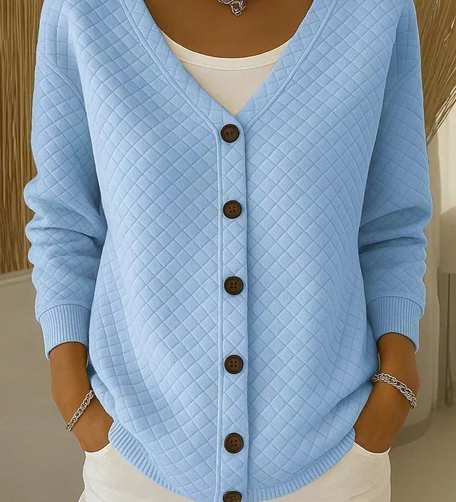 Leonora | Cardigan Med Kviltad Textur och Knappar