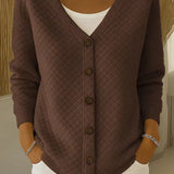 Leonora | Cardigan Med Kviltad Textur och Knappar