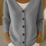 Leonora | Cardigan Med Kviltad Textur och Knappar