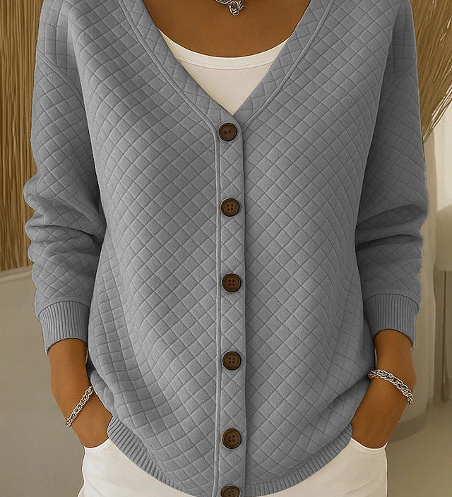 Leonora | Cardigan Med Kviltad Textur och Knappar