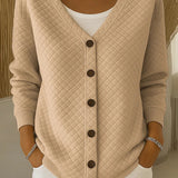 Leonora | Cardigan Med Kviltad Textur och Knappar