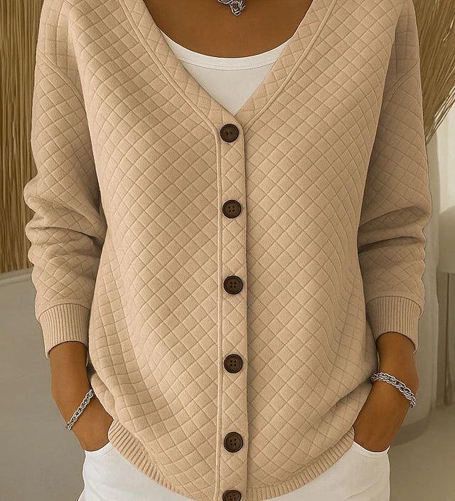 Leonora | Cardigan Med Kviltad Textur och Knappar