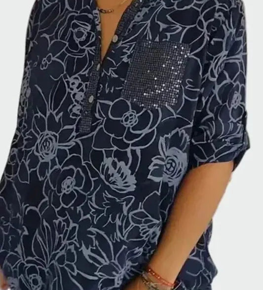 Johanne | Blå blommig blus