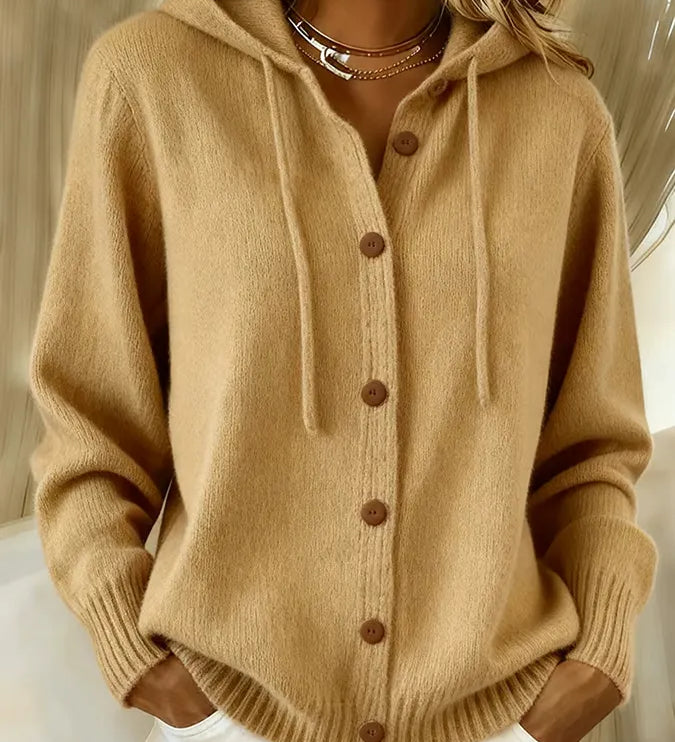 Bruna | Cardigan med Huva och Knappar