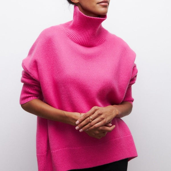 Nina | Premium Rullkragesweater i Mjuk Stickning