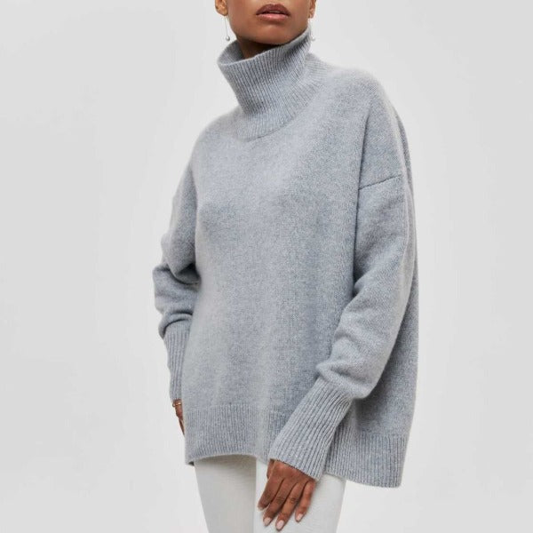 Nina | Premium Rullkragesweater i Mjuk Stickning