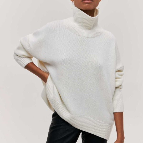 Nina | Premium Rullkragesweater i Mjuk Stickning