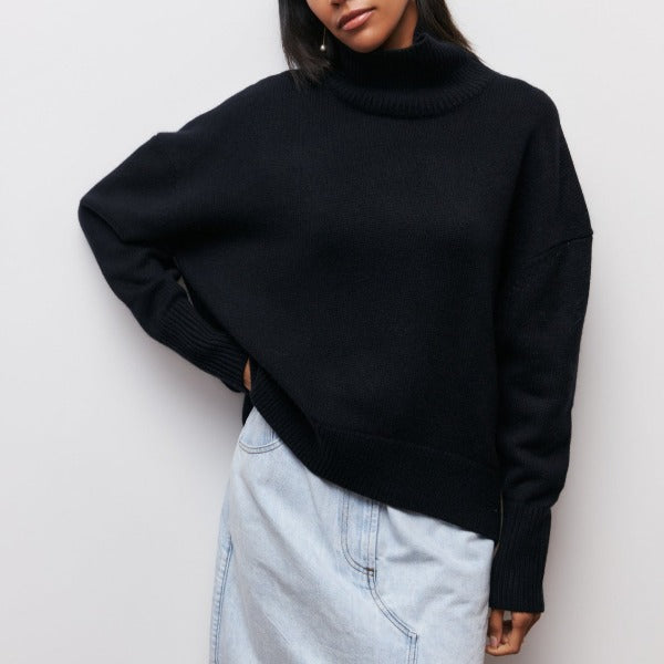 Nina | Premium Rullkragesweater i Mjuk Stickning