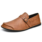 Spända Läder Loafers