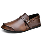 Spända Läder Loafers