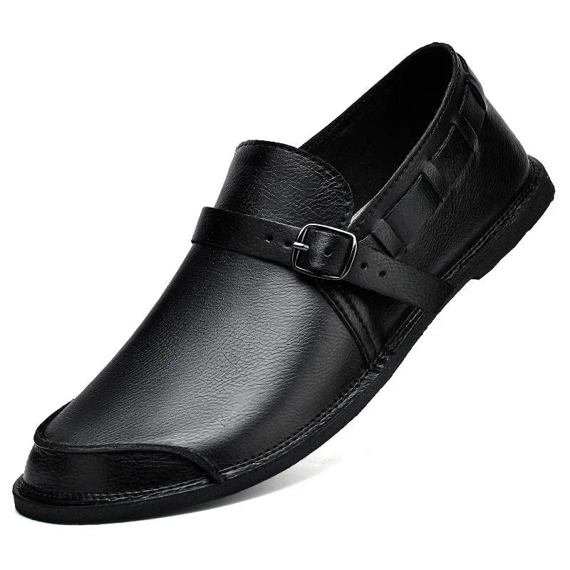 Spända Läder Loafers