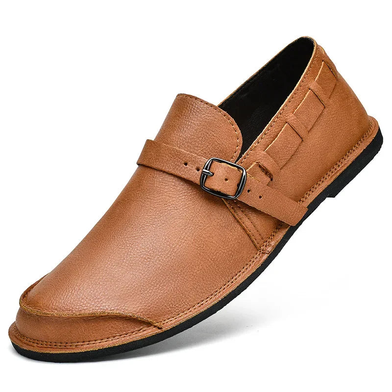 Spända Läder Loafers