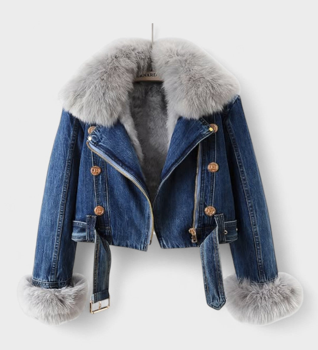 Thyra™ | Denimjacka med Faux Pelsfoder