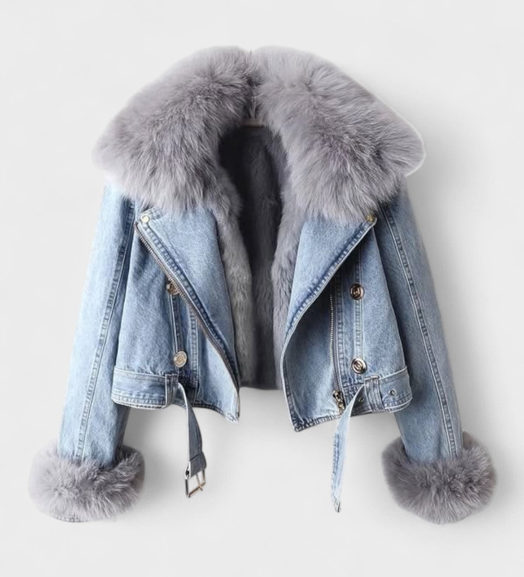Thyra™ | Denimjacka med Faux Pelsfoder