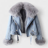 Thyra™ | Denimjacka med Faux Pelsfoder
