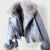 Thyra™ | Denimjacka med Faux Pelsfoder