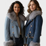 Thyra™ | Denimjacka med Faux Pelsfoder