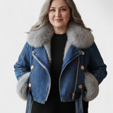 Thyra™ | Denimjacka med Faux Pelsfoder
